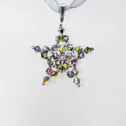 Pendant 30cm - Pavo-Gray Organza - Pendant 30cm - Laiton argenté